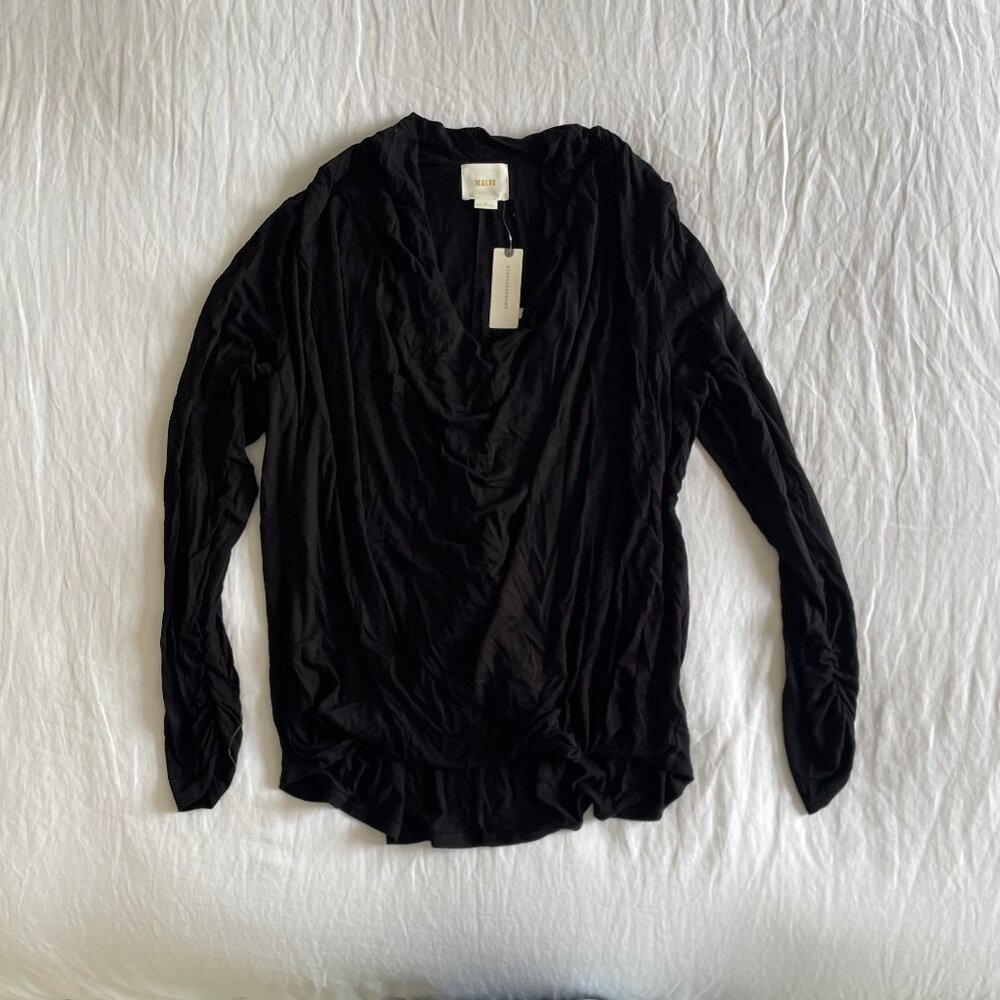 NWT Anthropologie Maeve Black Cowl Neck Long Sleeve (sz XL)